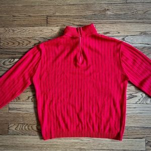 Red Ribbed Cropped Zip Up
